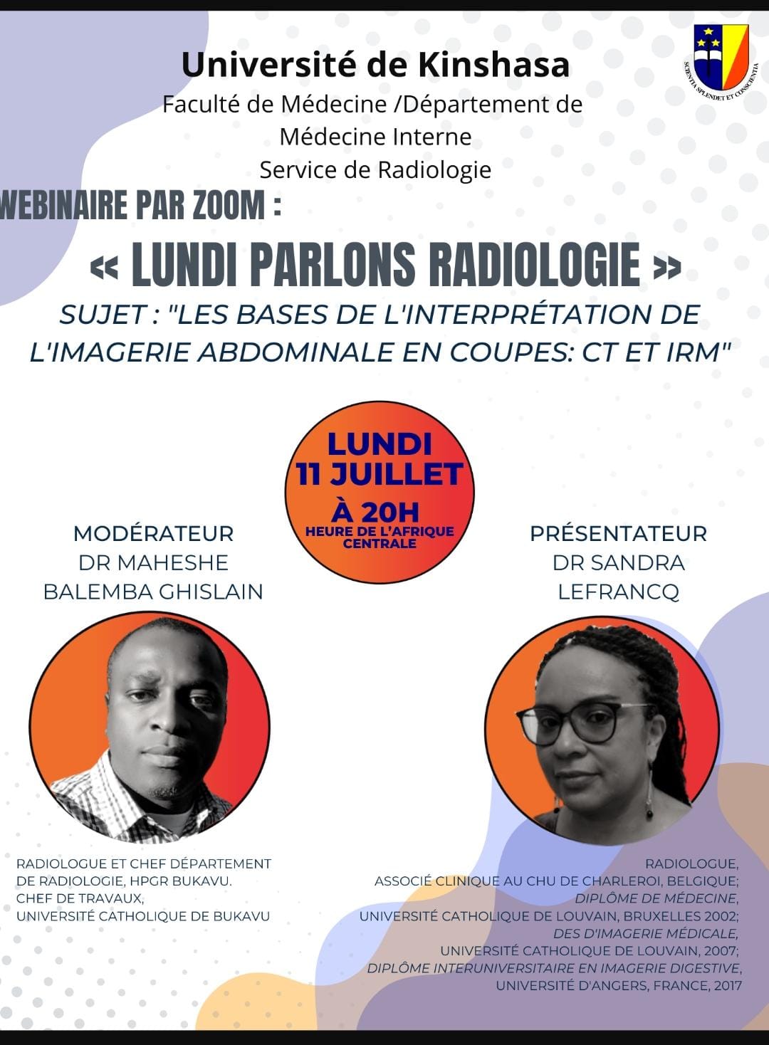 Webinaire par zoom Lundi parlons Radiologie, 11 juillet 2022
