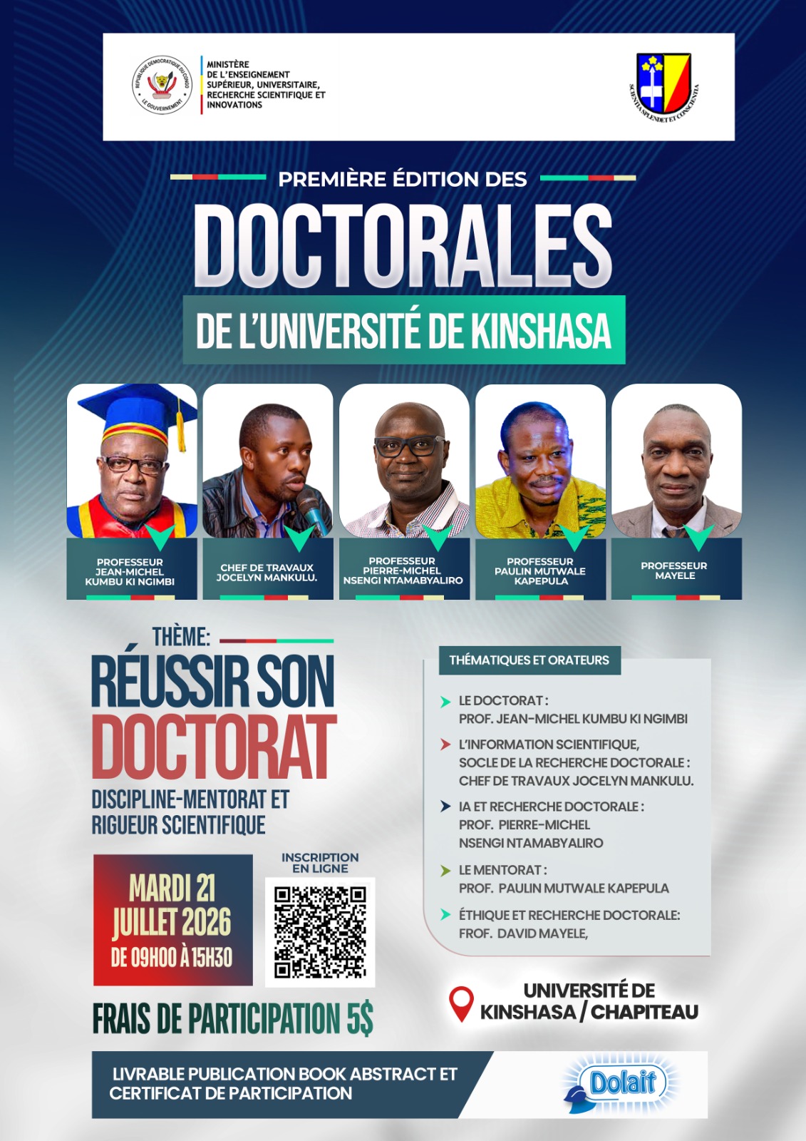 Atelier de formation organisé dans le cadre de la 1ʳᵉ édition des Doctorales de l'Université de Kinshasa