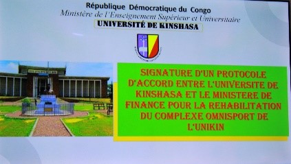 Signature du protocole d’accord pour la réhabilitation du complexe omnisport de l’Université de Kinshasa