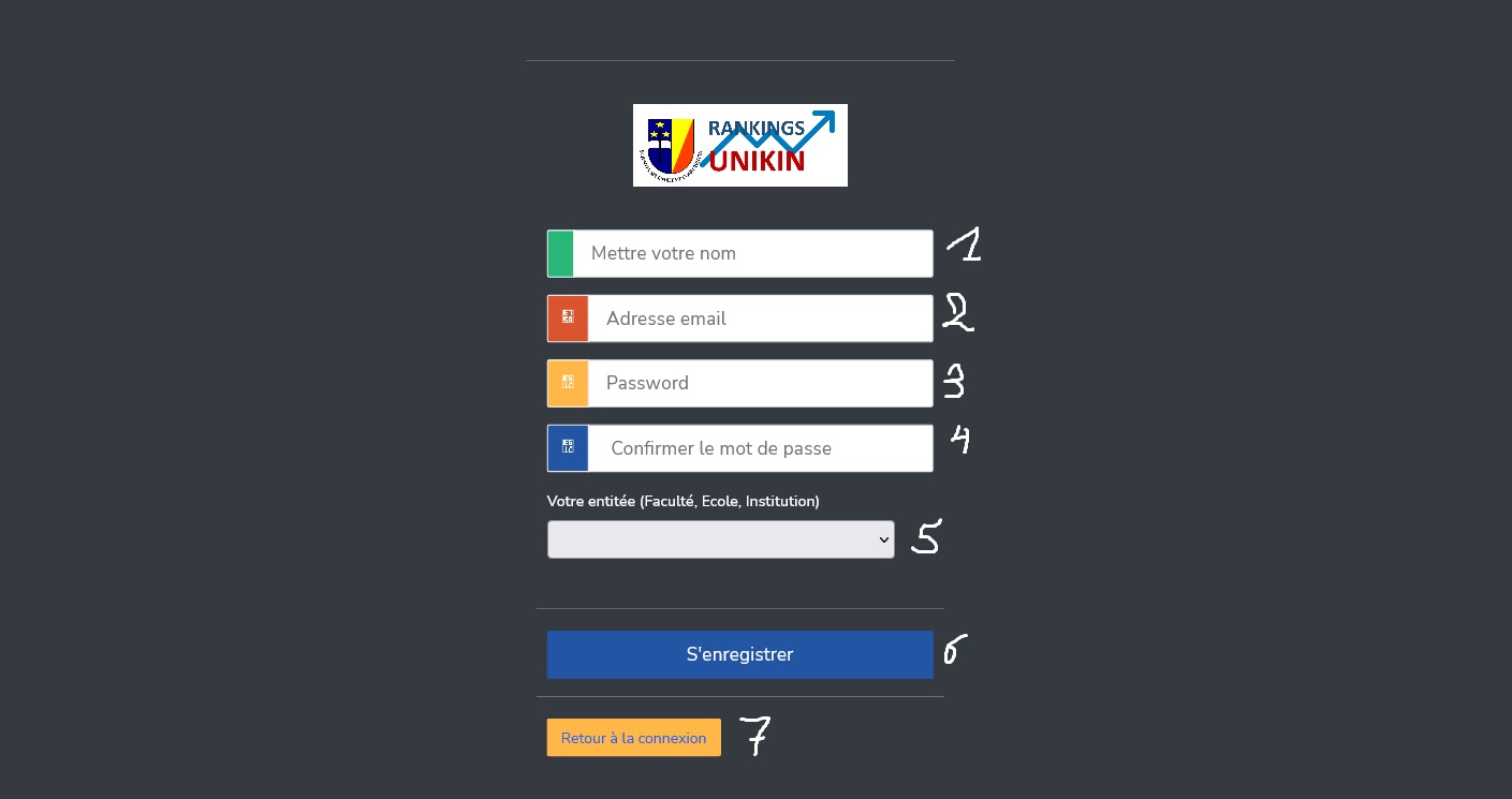 page d'enregistrement