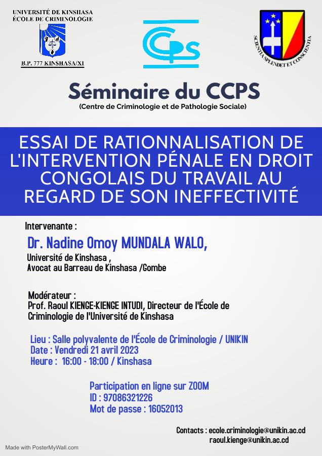 Essai de rationnalisation de l'intervention pénale en Droit Congolais du travail au regard de son ineffectivité