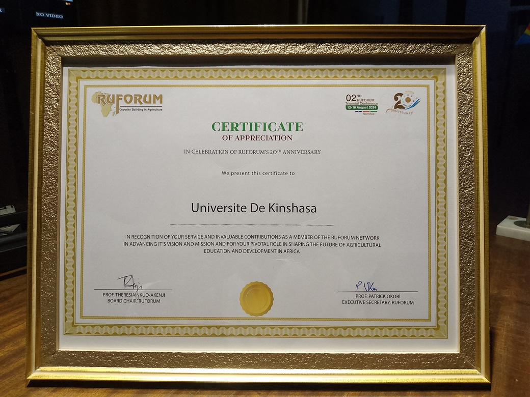 L’Université de Kinshasa Honorée lors du Réseau RUFORUM en Namibie