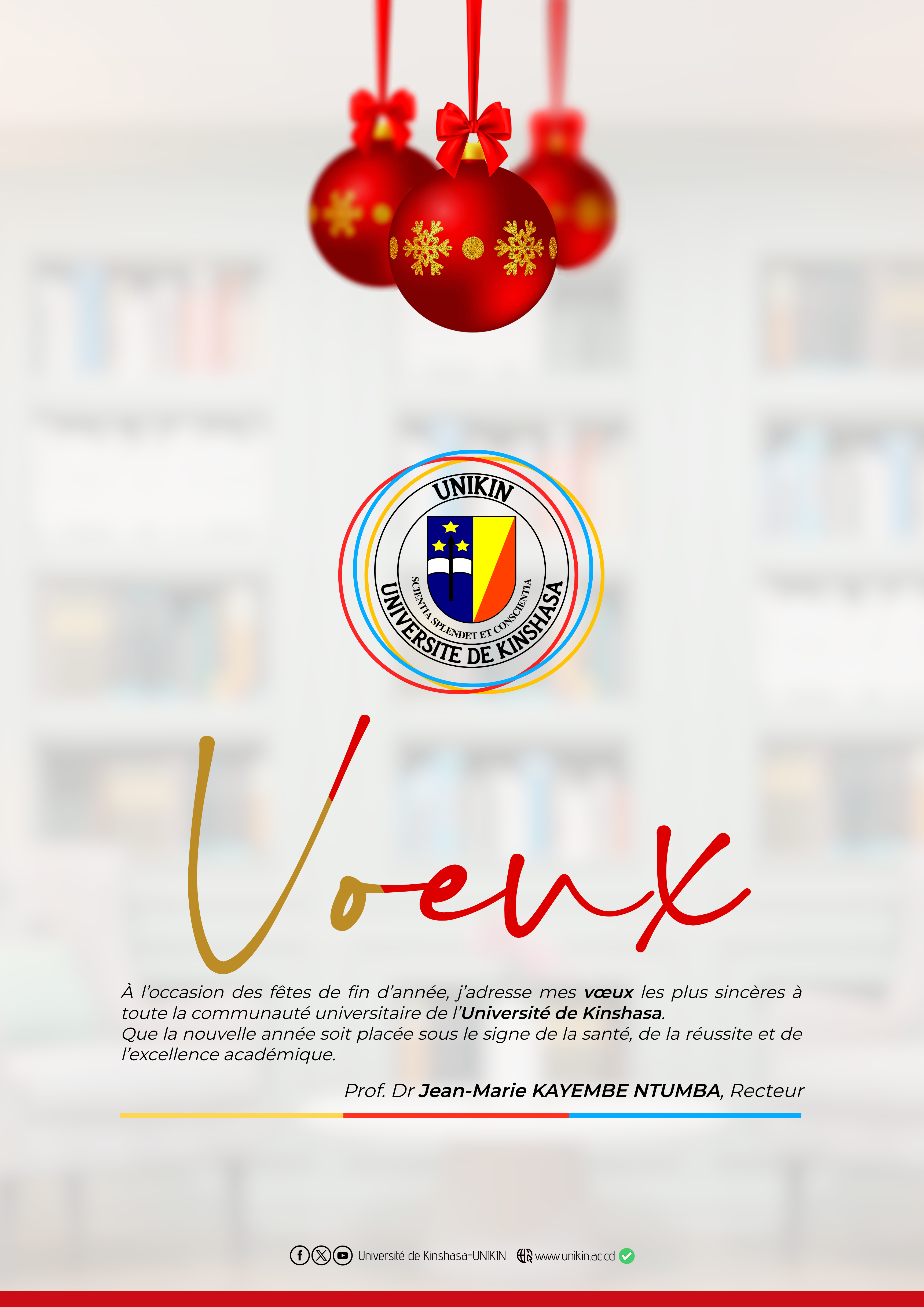 Message de vœux du Recteur à la communauté universitaire
